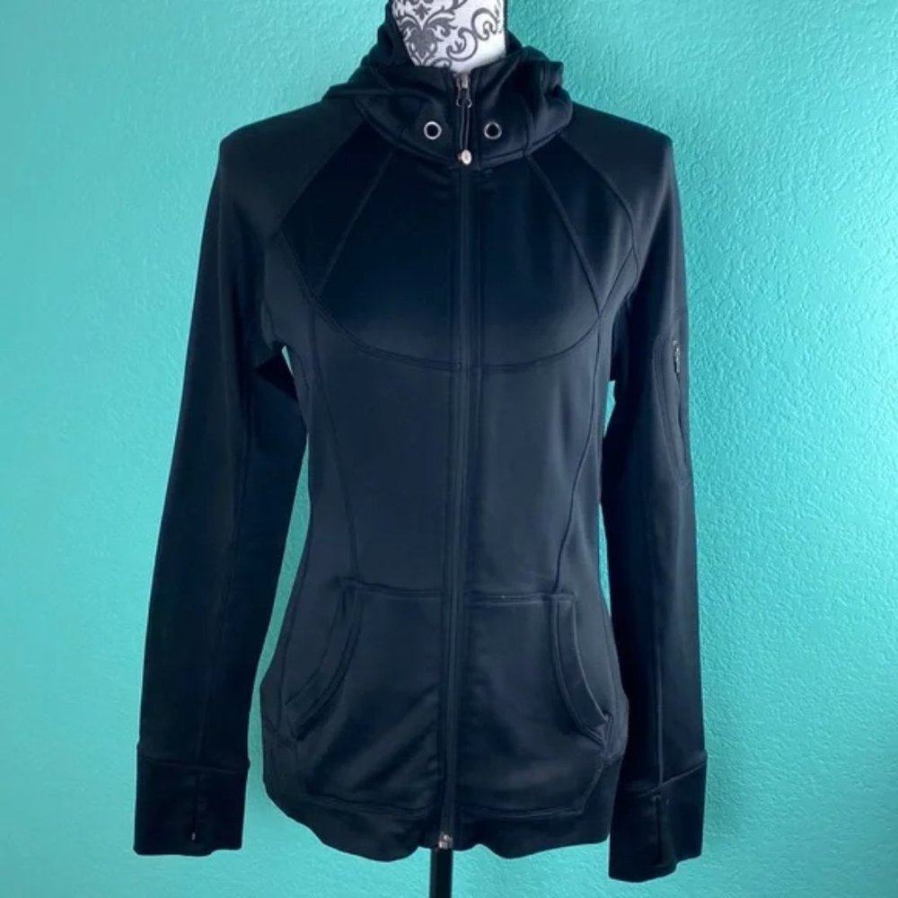 Athleta Basic Plain Black Full Zip Sweat Wick Act… - image 2